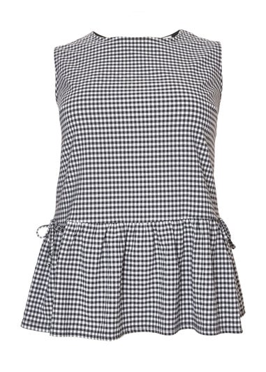 Quiz Black Curve Gingham Peplum Top