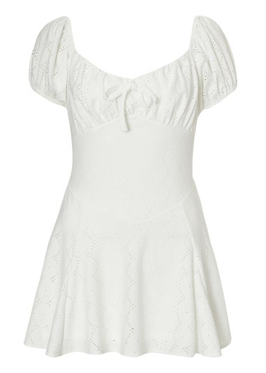 Quiz White Embroidered Milkmaid Playsuit