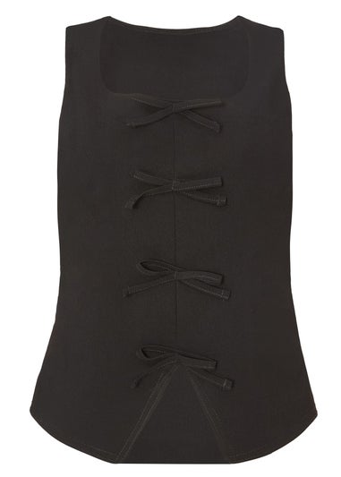 Quiz Black Bow Detail Waistcoat