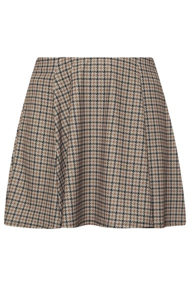 Yours Limited Collection Curve Brown Dogtooth Check Skirt