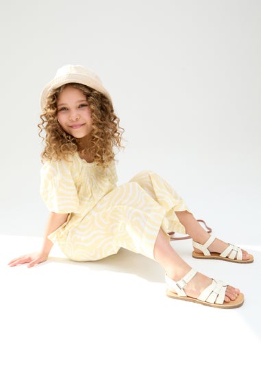 Raffya Kids Yellow Nia Shirred Neck Zebra Swirl Print Co-ords Set (3-9 Years)