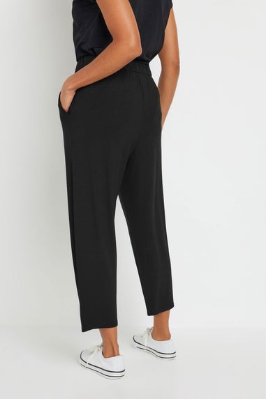 M&Co Black Elasticated Waist Cropped Hareem Trousers