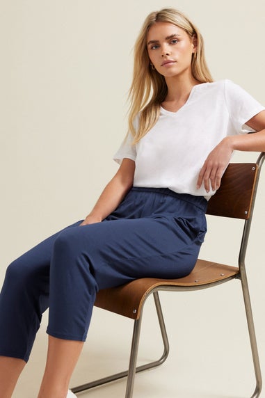M&Co Navy Blue Cropped Harem Trousers