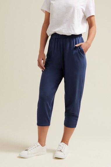 M&Co Navy Blue Cropped Harem Trousers