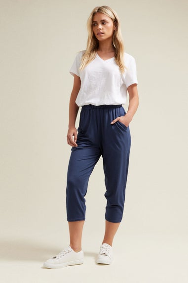 M&Co Navy Blue Cropped Harem Trousers