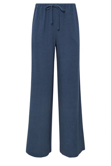 Long Tall Sally Navy Blue Linen Tie Waist Trousers