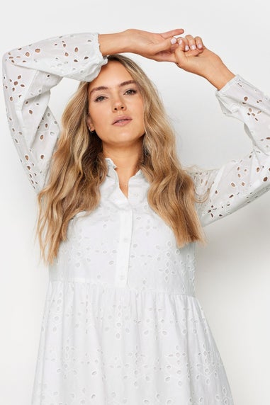 Long Tall Sally White Broderie Anglaise Maxi Shirt Dress