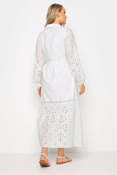 Long Tall Sally White Broderie Anglaise Maxi Shirt Dress