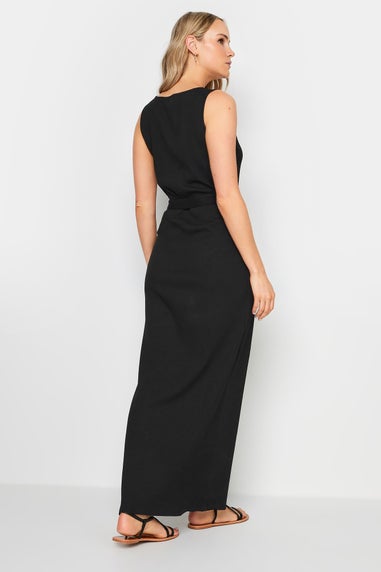 Long Tall Sally Black Ribbed Button Through Maxi Dress