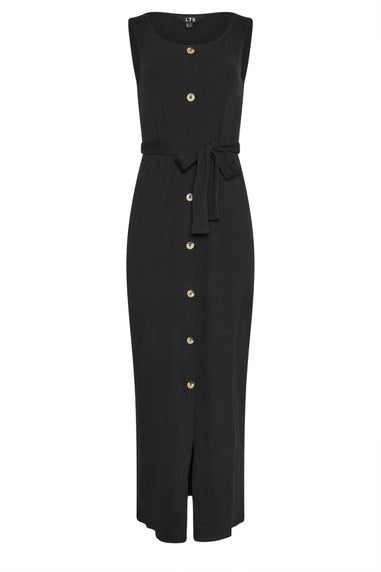 Long Tall Sally Black Ribbed Button Through Maxi Dress