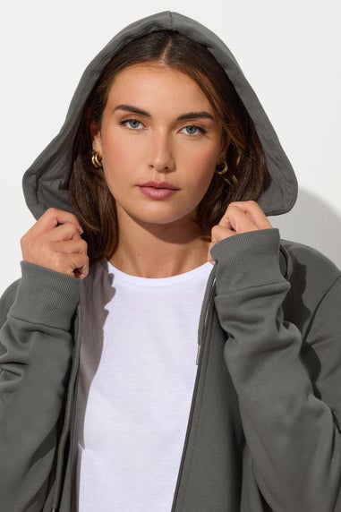 Long Tall Sally Grey Cotton Longline Hoodie