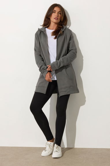 Long Tall Sally Grey Cotton Longline Hoodie