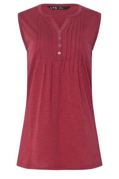 Long Tall Sally Dark Red Cotton Henley Vest Top