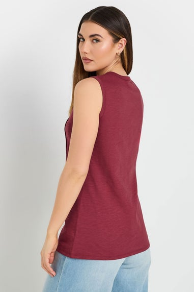 Long Tall Sally Dark Red Cotton Henley Vest Top