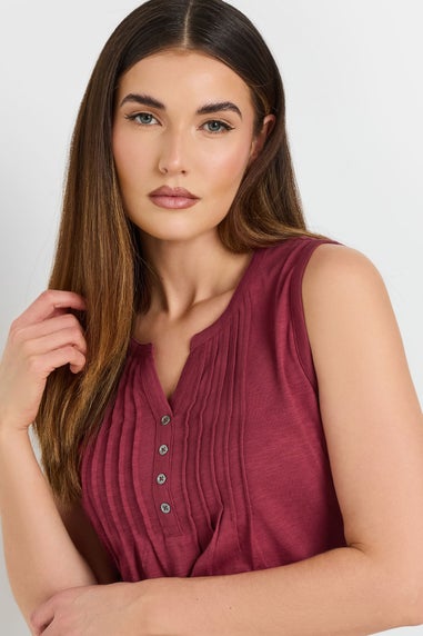 Long Tall Sally Dark Red Cotton Henley Vest Top