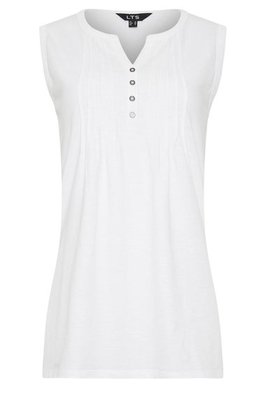 Long Tall Sally White Cotton Henley Vest Top