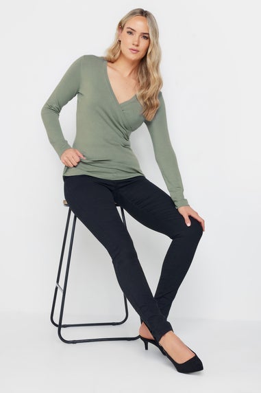 Long Tall Sally Sage Green Knit Wrap Top