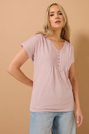 Long Tall Sally 2 Pack Sage Green & Pink Cotton Henley Tops