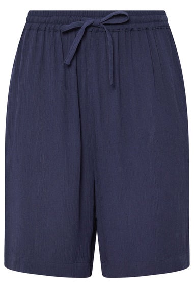 Long Tall Sally Navy Blue Cotton Crinkle Shorts