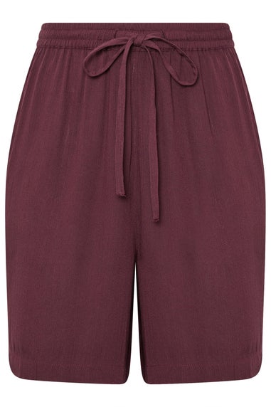 Long Tall Sally Dark Purple Cotton Crinkle Shorts