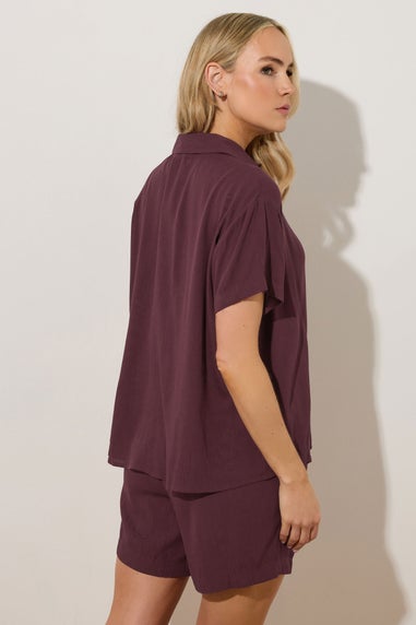 Long Tall Sally Dark Purple Cotton Crinkle Shirt