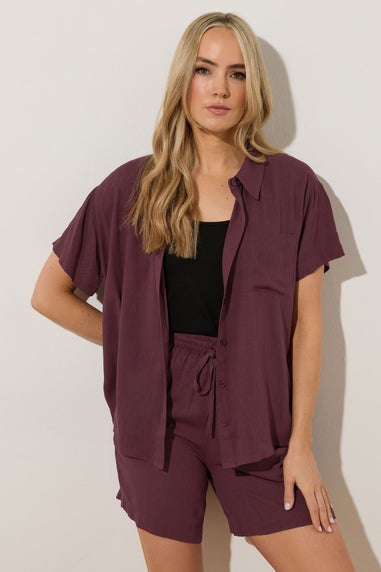 Long Tall Sally Dark Purple Cotton Crinkle Shirt