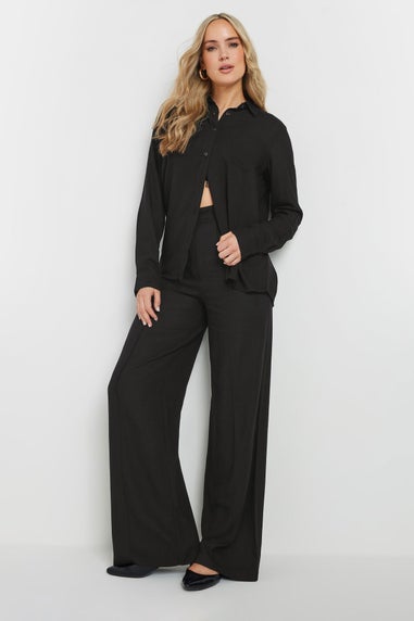 Long Tall Sally Black Linen Oversized Long Sleeve Shirt