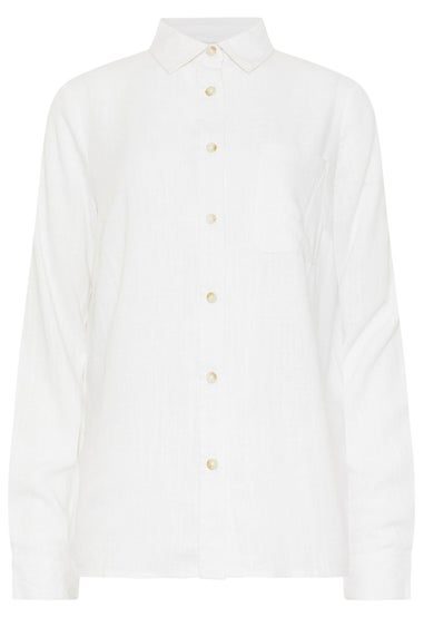 Long Tall Sally White Linen Oversized Long Sleeve Shirt
