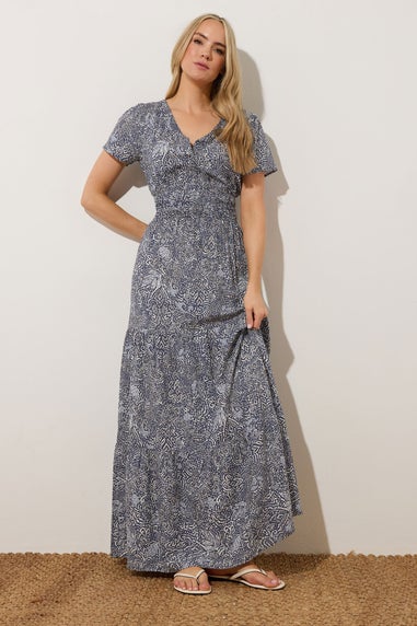 Long Tall Sally Navy Blue Abstract Tiered Maxi Dress