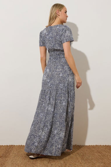 Long Tall Sally Navy Blue Abstract Tiered Maxi Dress