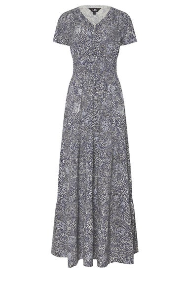 Long Tall Sally Navy Blue Abstract Tiered Maxi Dress