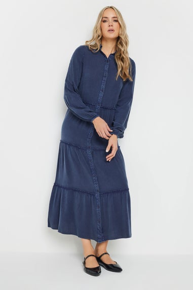 Long Tall Sally Navy Blue Acid Wash Tiered Dress