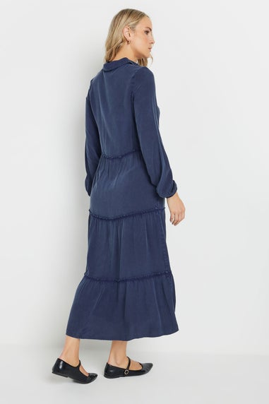 Long Tall Sally Navy Blue Acid Wash Tiered Dress