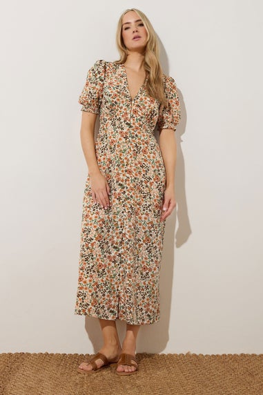 Long Tall Sally Rust Orange Ditsy Floral Tea Maxi Dress
