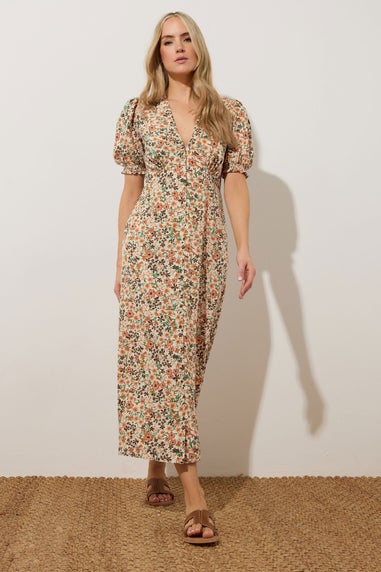 Long Tall Sally Rust Orange Ditsy Floral Tea Maxi Dress