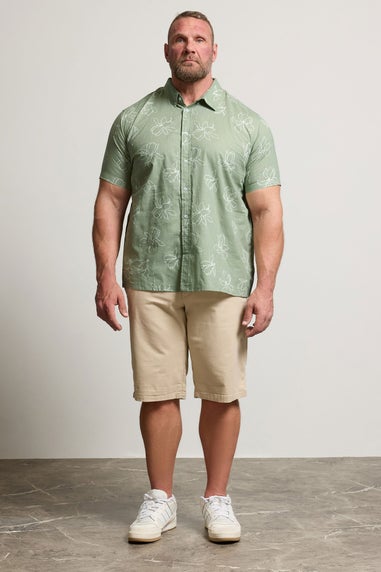 BadRhino Green Linear Floral Slub Shirt