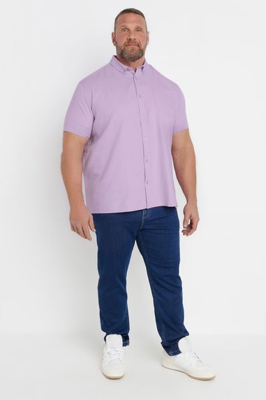 BadRhino Big & Tall Lilac Purple Short Sleeve Oxford Shirt