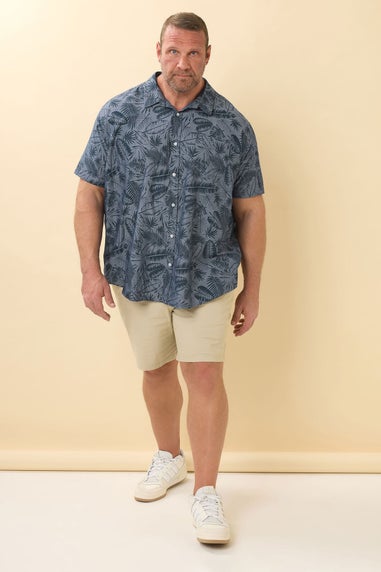 BadRhino Big & Tall Blue Chambray Leaf Shirt