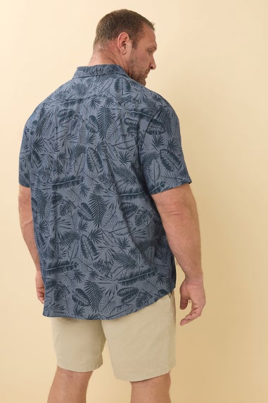 BadRhino Big & Tall Blue Chambray Leaf Shirt
