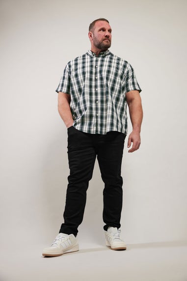Badrhino Black & White Short Sleeve Check Shirt