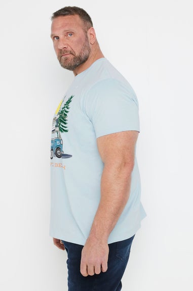 Badrhino Light Blue California Beach Campervan T-Shirt