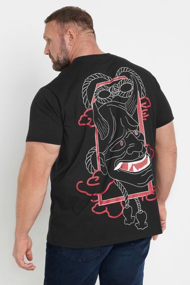 Badrhino Black Japanese Print T-Shirt