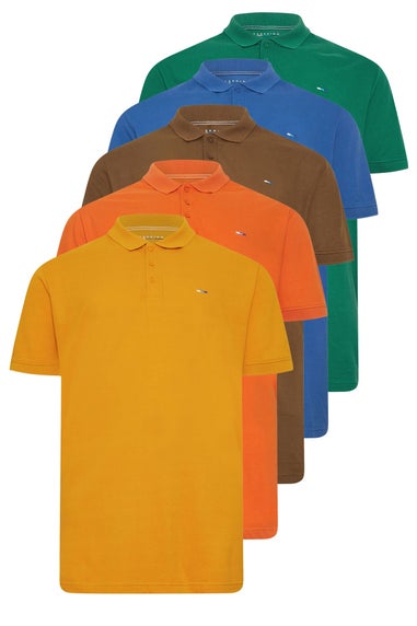 BadRhino 5 Pack Pumpkin Orange & Blue Polo Shirts