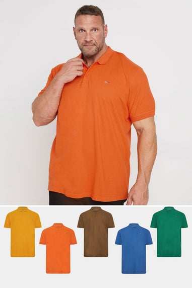BadRhino 5 Pack Pumpkin Orange & Blue Polo Shirts