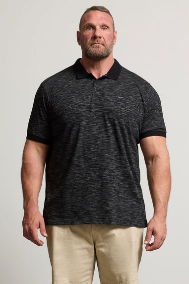 Badrhino Black Slub Polo Shirt