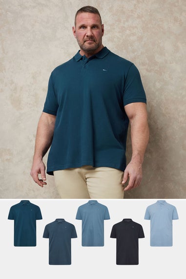 BadRhino Big & Tall 5 PACK Navy Blue & Light Blue Polo Shirts