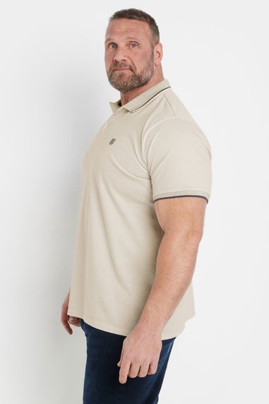 BadRhino Big & Tall Beige Brown Textured Waffle Polo Shirt