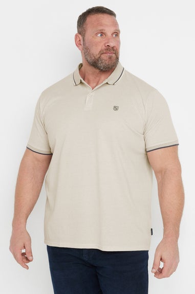 BadRhino Big & Tall Beige Brown Textured Waffle Polo Shirt