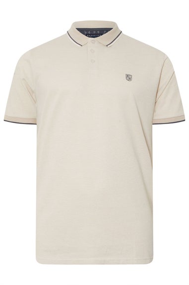 BadRhino Big & Tall Beige Brown Textured Waffle Polo Shirt