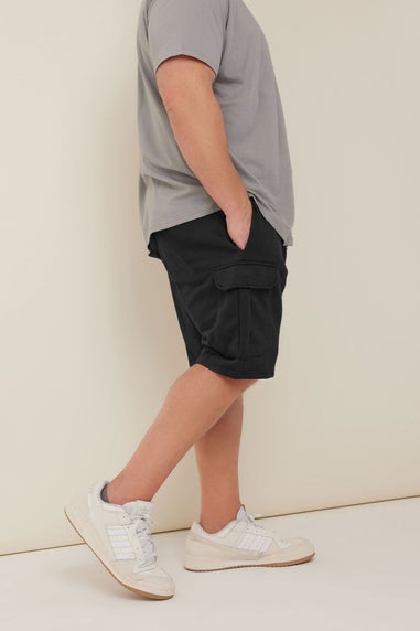 Badrhino Black Essential Cargo Jogger Shorts